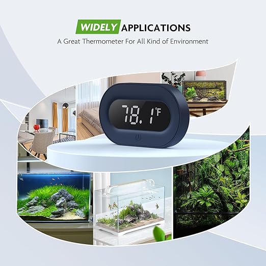 PAIZOO Fish Tank Thermometer, LED Digital Aquarium Thermometer Highly Accurate Temperature Measurement, Tank Thermometer for Freshwater and Saltwater, White Display ±0.9℉