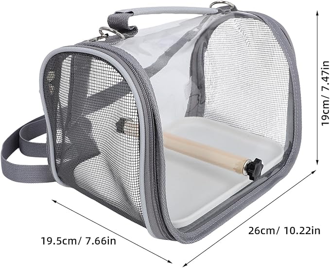 Small Bird Travel Cage Carrier Portable Parrot Carrier Bag with Breathable Mesh Small Gray Travel Cage for Budgie Conure Outdoor Transport