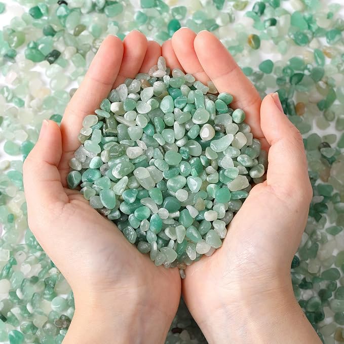 Natural Green Aventurine Crystal Quartz Rocks Chips Vase Filler Rocks for Succulent Plant Small Fish Tank Aquarium Gravel Decorative Pebbles Stones(200 gram)