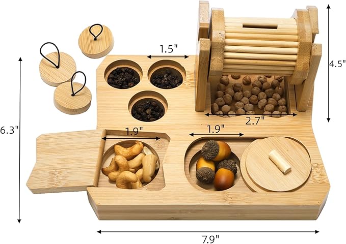 6-in-1 Guinea Pig Foraging Toys, Bamboo Hamster Enrichment Toys, Snuffle Puzzle Feeder with Hide Treats for Small Animals, Rabbits, Chinchilla, Rat