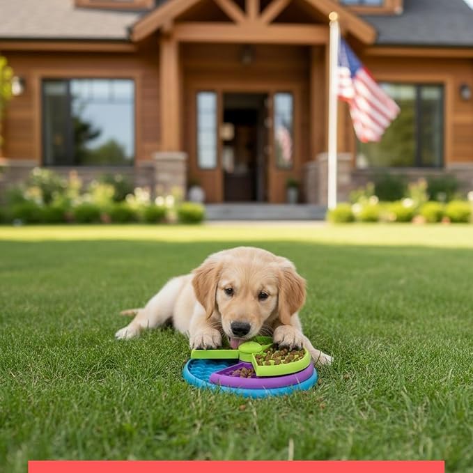 Slow Feeder Dog Bowl – 3-Level Puzzle Feeder for Dogs, Licking Bowl for Liquid Treats, Dog Slow Feeder Insert, Enrichment Feeder for Large Medium Small Breeds