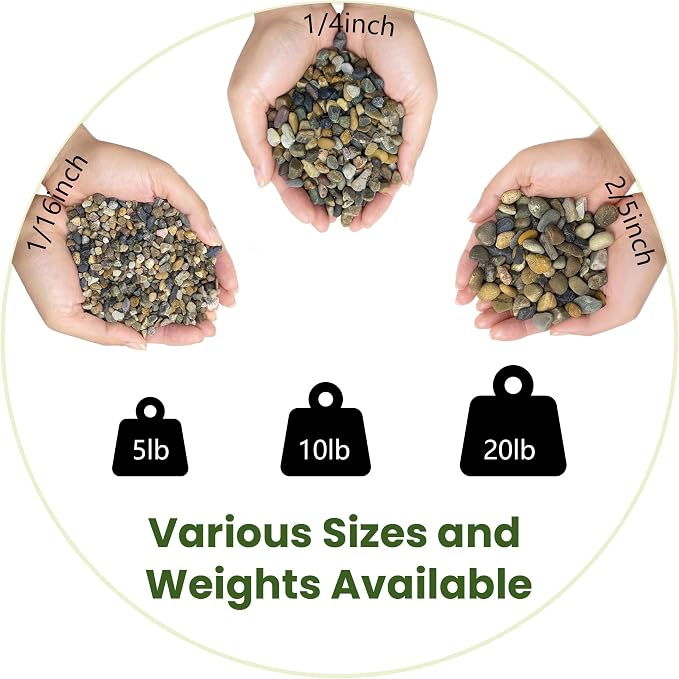 SIDONG 20LB Natural Aquarium Gravel, Small River Rocks for Fish Tank, Garden & Vase Decor - 1/16 Inch Pea Gravel, 2-4mm Polished Stones for Landscaping, Potted Plants, Terrarium