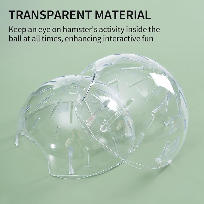 7.9 Inch Hamster Ball, Running Ball Toy, Transparent, Breathable, Promote Exercise Health, Reduce Stress, Easy to Clean, Hamster Accessory, for Syrian Dwarf Hamster, Gerbils, Mice, Small Pets, Green