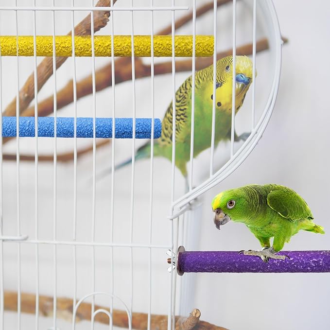 PIVBY Wood Bird Cage Perch Colorful Parrot Stand Toy Platform Paw Grinding Stick for Small Medium-Sized Bird Parakeet Cockatiel Conure Budgies Lovebird Canary Colors Vary Pack of 3