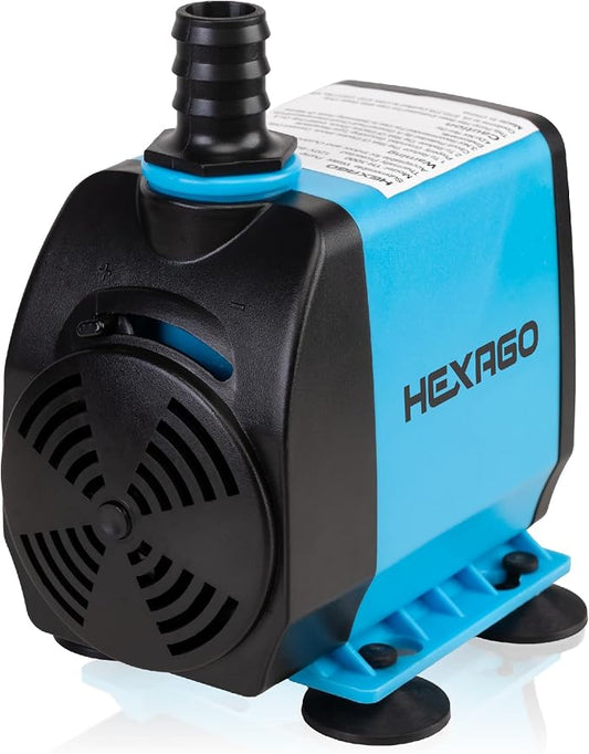 Hexago 800GPH Submersible Pump, Ultra Quiet Water Fountain Pumps with 10FT High Lift, 6FT Power Cord, 3 Nozzles, Durable Water Pump for Fish Tank, Pond Fountains, Aquarium, Statuary, Hydroponics