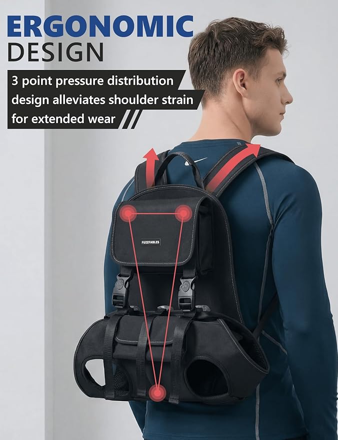 Dog Backpack Carrier(18-30lbs), Pet Lift Carrier for Medium to Large Dogs, Breathable Mesh Comfortable Adjustable Straps,Lightweight Travel Backpack for Pet Disabled, Injuries, Hiking