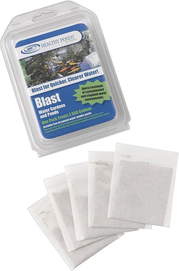 Healthy Ponds Blast Pond Water Cleaner, 5 Water Soluble Packets; Each Packet Treats Up To 2,500 Gallons