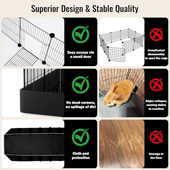 PAWING 12 Panels Small Animal Playpen with Waterproof Mat - Durable Metal Wire Yard Fence for Guinea Pigs, Kittens, Puppies, Hamsters, and Hedgehogs - Indoor & Outdoor Pet Cage