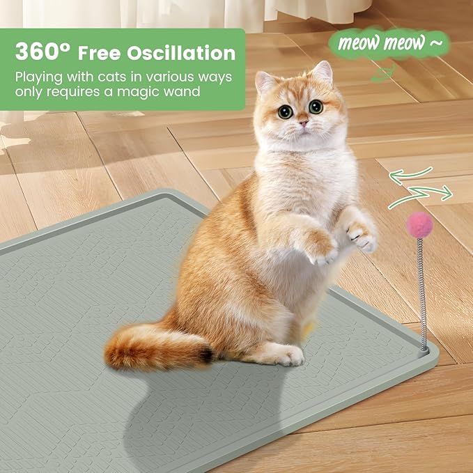 Cat Litter Mat, 38"X25" Large Litter Box Mat, Waterproof and Easy to Clean Silicone Cat Mat for Litter Box, Mat Litter Trapping Mat for Scatter Control, Keep the Floor Clean (Light Green)