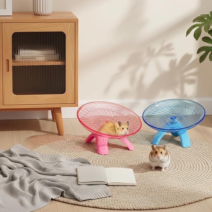 Foraineam 3 Pieces Silent Hamster Wheel, Hamster Flying Saucer, Quiet Spinner Running Exercise Wheels for Dwarf Hamsters, Gerbils, Mice, Hedgehogs, Guinea Pigs and Other Small Pets
