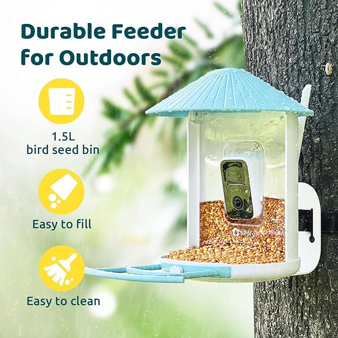 NETVUE by Birdfy Smart Bird Feeder with AI Camera, Auto Capture Videos & Motion Detection, Live Steam, Wireless Wildbird Watching, Outdoor Backyard Birder(AI by Subscription)