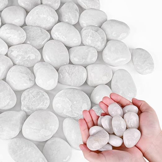 White Pebbles for Indoor Plants 3.5 LB Small River Rocks 1"-1.5" Polished Decorative Stones Smooth Aquarium Gravel for Fish Tank Vases Planters Outdoor Landscaping Garden (56oz)