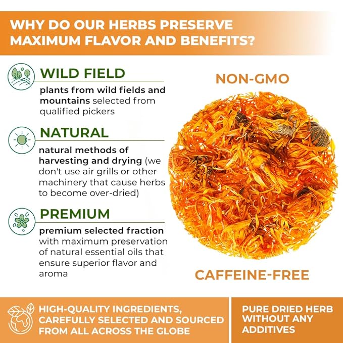 4 oz. Calendula Tea Dried Calendula Flowers Herb Herbal Marigold Tea - 113g Herb