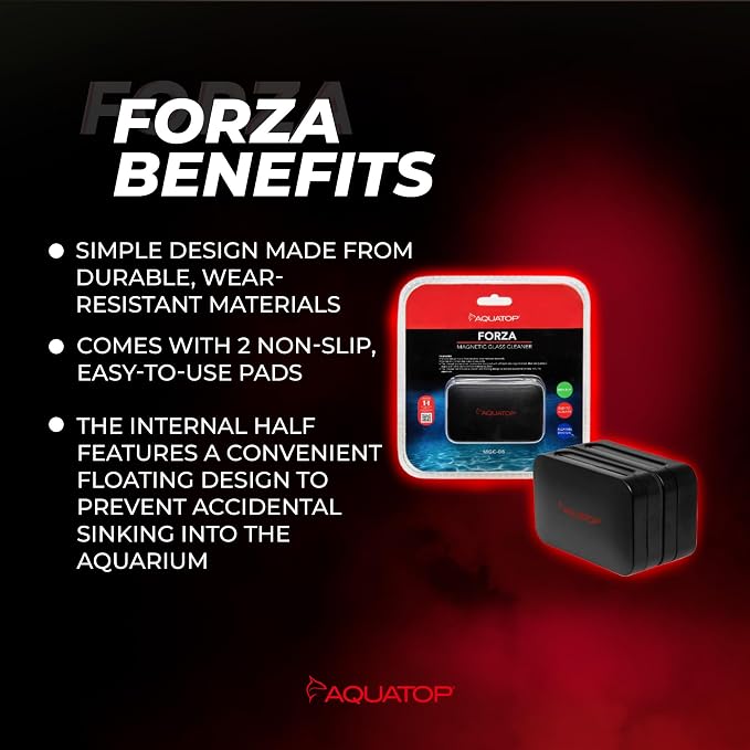 Aquatop Forza Floating Glass Cleaning Magnet 3.35 x 2.09 x 1.57 in – Ideal for 5/16-3/8 in Glass Thickness, Easy Aquarium Maintenance, MGC-08