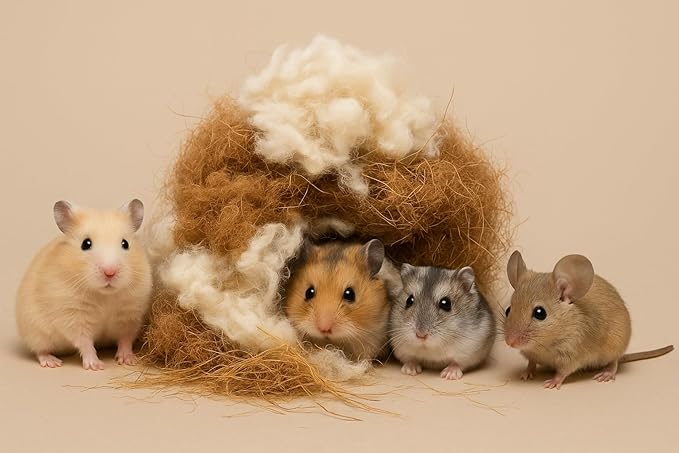 Natural Bird Nesting Material for Birds – 2.1 oz Blend of Coconut Fiber, Kapok Cotton,Palmyra Fiber – Safe Nesting Bedding for Wild Birds, Finches, Parrots, Hamsters, Small Pets