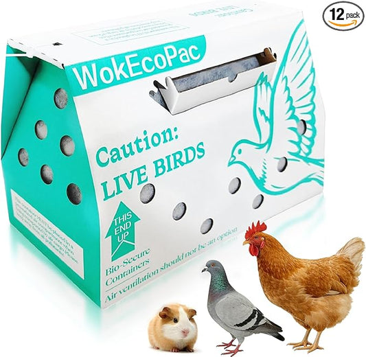 12 Pack Single Live Bird Shipping Boxes, Live Chicken Shipping Boxes, Poultry Shipping Boxes has Ventilation Openings, Cardboard Pet Carrier for Chicken, Bird, Duck, Pigeons, Canaries 17.7x7.8x11.8 in
