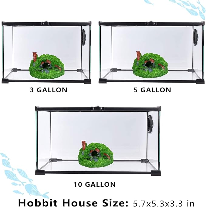 Tfwadmx Fish Tank Hobbit Decorations,Resin Small Fish Cave Hideout House,Aquarium Decor Hide Hole Shelter Castle Ornaments Mini Garden Decorating Accessories