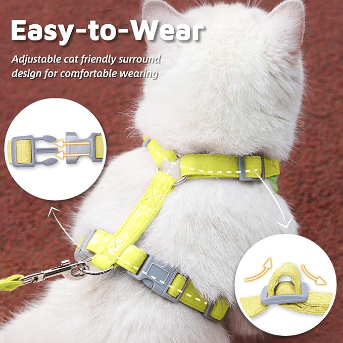 Escape-Proof Cat Harness and Leash Set - Adjustable and Comfortable - Ideal for Walking Cat Outdoors - Fits Small Dogs, Kittens, Medium, and Large Cats (Green, XS)