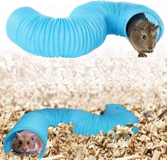 Collapsible Pet Tunnel, 2 PCS Hamster Fun Plastic Tunnels, Foldable Hideaway Exercising Training Tube Toys for Dwarf Hamster, Guinea Pig, Gerbil, Mouse, Rat and Ferrets