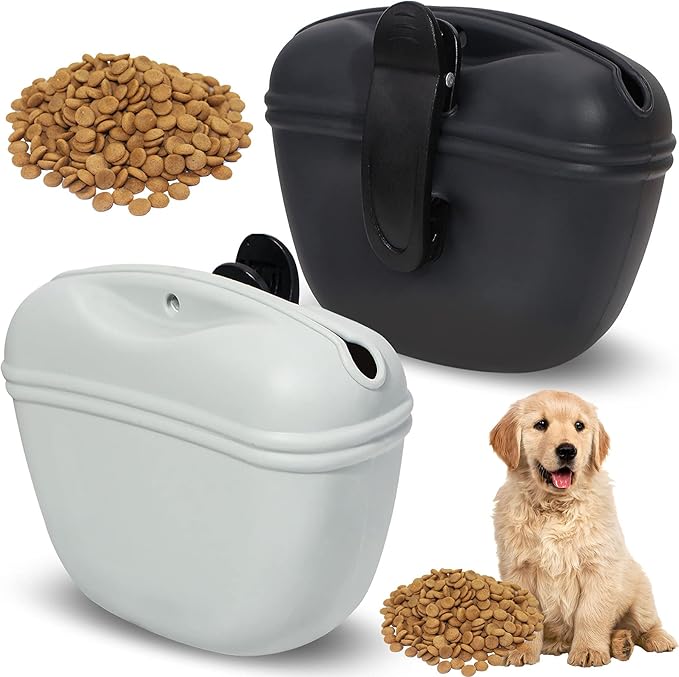 Kamehame Dog Treat Pouch, 2 Pack Silicone Dog Treat Bag Dog Training Treat Pouch with Magnetic Closure and Waist Clip, Portable Wet Treat Training Pouch for Pet Puppy