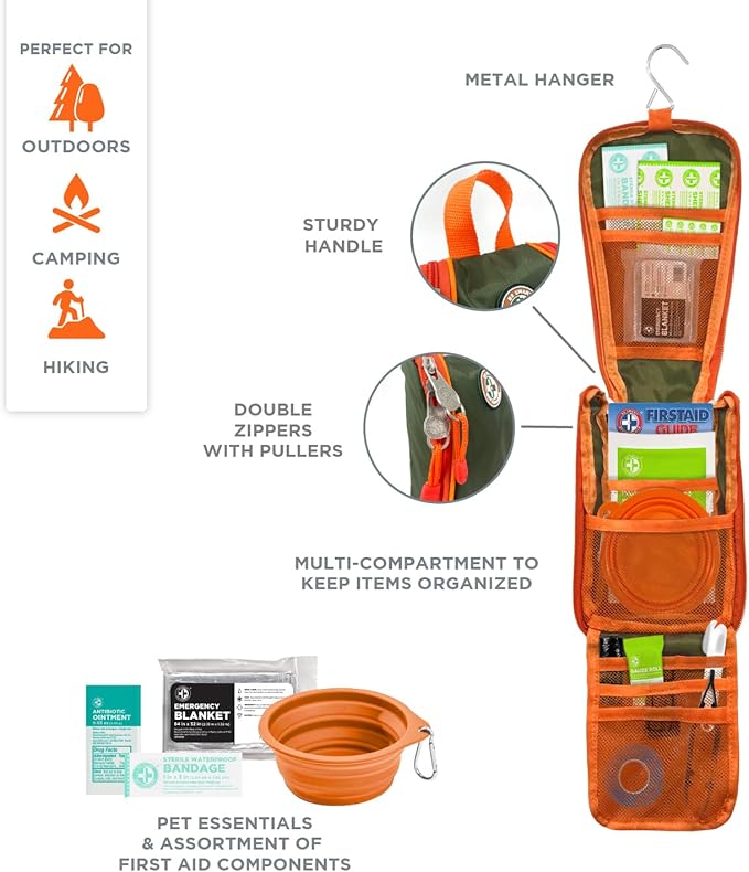 Be Smart Get Prepared Trails N’ Tails First Aid For You & Your Pet - 72 Pieces - Pet Care & Emergency Essentials - Designed for Pets, Outdoor, Auto & Home - Compact & Portable