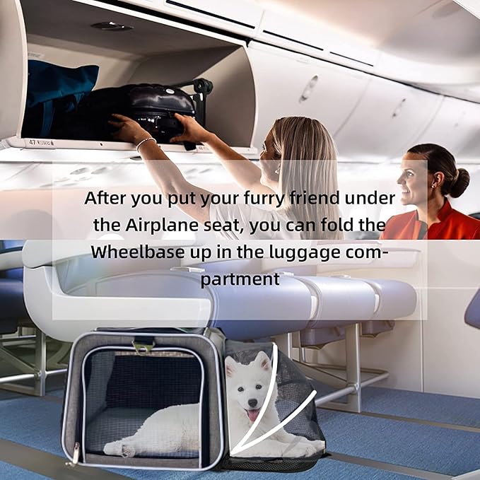 Ruff Life 101 Airline Approved Expandable Premium Pet Carrier on Wheels- Two Sided Expandable Rolling Carrier- Designed for Dogs & Cats- Extra Spacious Soft Lined Carrier! (Grey)