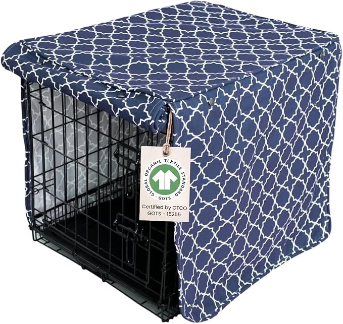 Molly Mutt Romeo & Juliet Dog Crate Cover, 100% Cotton Canvas Cover with 2 Roll-Up Panels, Ideal for Dog or Cat Crate, Durable, Washable, and Free of Harmful Chemicals, 30" x 21" x 24"