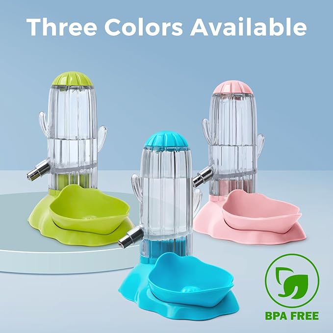 VANNON 2 in 1 Hamster Feeder Small Animal Water Bottle & Food Bowl Water Dispenser & Food Dish Bowl for Hamster, Small Mice, Rat, Gerbil, 4.6oz/130ml, BPA Free, Green