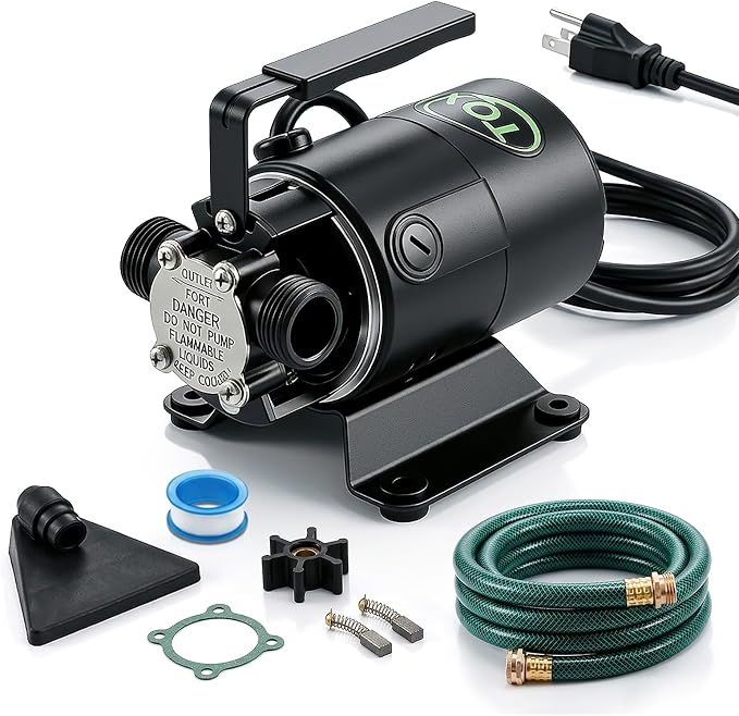 Water Transfer Pump 115V 1/10HP 330GPH Self-Priming Utility Pump with Hose Kit Portable Electric Non-Submersible Pump for Pool Garden Basement Aquarium Rain Barrel Drain Water Removal