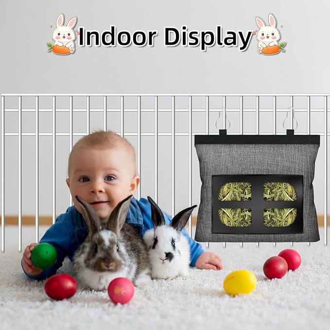 Rabbit Hay Feeder Bag Guinea Pig Hanging Hay Feeding Bag Storage Dispenser for Chinchilla Hamster Bunny Small Animal Pet