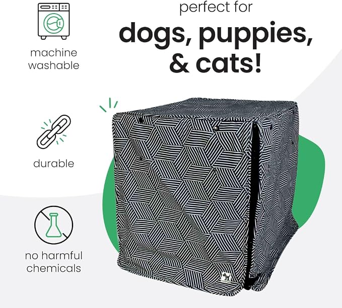 Molly Mutt Rough Gem Dog Crate Cover, 100% Cotton Canvas Cover with 2 Roll-Up Panels, Ideal for Dog or Cat Crate, Durable, Washable, and Free of Harmful Chemicals, 30" x 21" x 24"