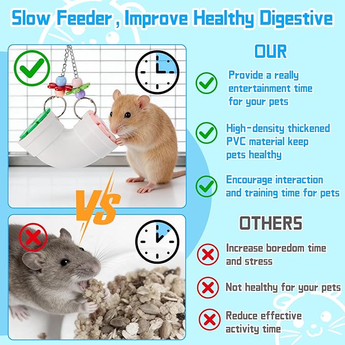 AOWPFVV Rat Enrichment Toys, Rat Foraging Toy for Various Treats, Slow Feeder Hanging Fancy Mice Cage Accessories Puzzle Toy More Healthy, Easy-Clean Rodent Toys for Rats, Mice or Parakeets