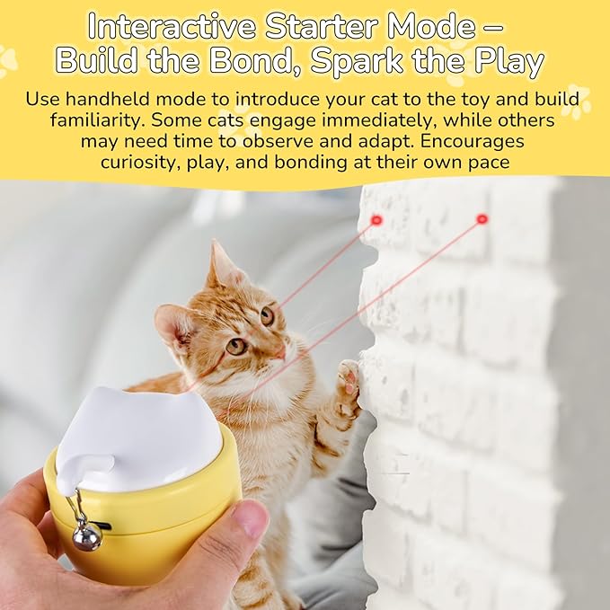 Automatic Laser Play Cat Toy with Dual Beams, Ultra-Quiet 35–38dB, Rotating Wobble Base & 3 Smart Modes – Hands-Free Interactive Toy for Indoor Cats