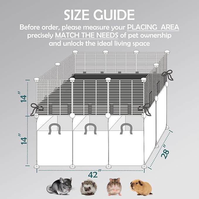 MEEXPAWS Guinea Pig Cages Small Animal Playpen with Waterproof PVC Liner & Storage Space, C&C Cage for Guinea Pigs, Hedgehog, Hamsters, Ferrets,Indoor Enclosure Wire Yard Playpen