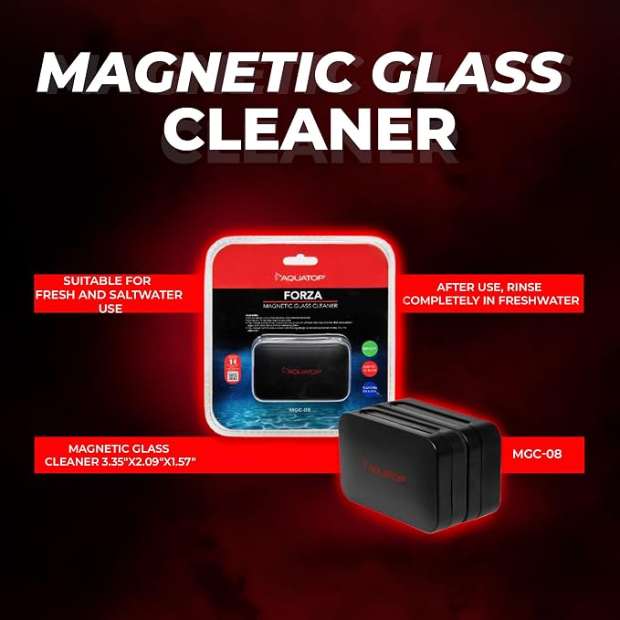 Aquatop Forza Floating Glass Cleaning Magnet 3.35 x 2.09 x 1.57 in – Ideal for 5/16-3/8 in Glass Thickness, Easy Aquarium Maintenance, MGC-08