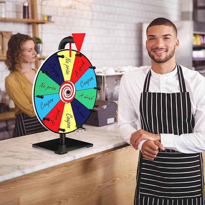 Facilife Spinning Wheel - 12 Inch Color Prize Wheel with Stand, Table Spinner for Trade Shows, Carnivals & Home Games