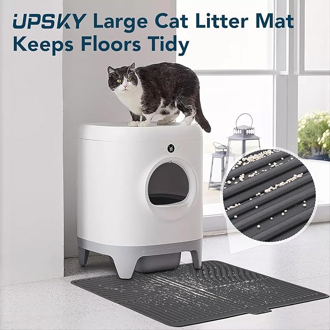 UPSKY Cat Litter Mat, Large Kitty Litter Trapping Mat Soft on Kitty Paws, Litter Box Mat Keep Floor Clean, 31" x 24" Waterproof and Washable Trapping Mats Catcher Pad for Scatter Control