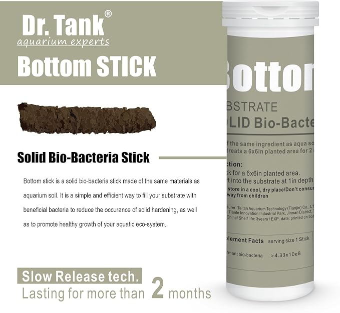 Dr. Tank Bottom Stick - Aquarium Plant Fertilizer Sticks for Aquatic Plants, Substrate Nutrients for Freshwater & Planted Tanks, Slow-Release Nutrients for Plant Growth, 15 Sticks - Energize Stick