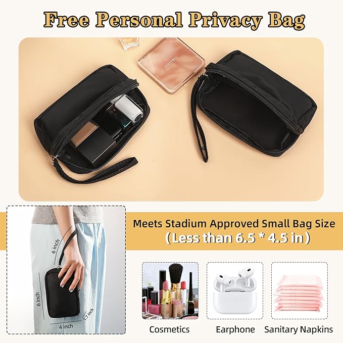 Mini Clear Backpack for Stadium Approved 12x6x12, Small Transparent Backpacks Plastic See Through Clear Bag for Kids Girls Women for Sporting Event, Concerts, Work, Festival (Black)