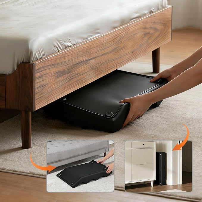 4-Step 18" H Dog Stairs for Bed Couch, Waterproof & Scratch PU Leather Pet Steps for Small Senior Dogs and Cats, Dog Ramp with 220 lbs Maximum, Oak Leg & Solid Wood, Non-Slip Feet, Black