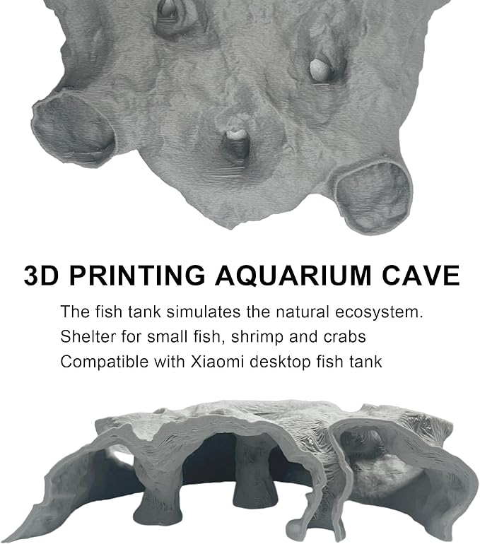 Aquarium Cave Tunnel Hideout - 3D Printed Fish Tank Cave Decor for Pleco | Friendly Sinking Base Shrimp/Betta Fish Hideout for Aquarium with Viewing Ports