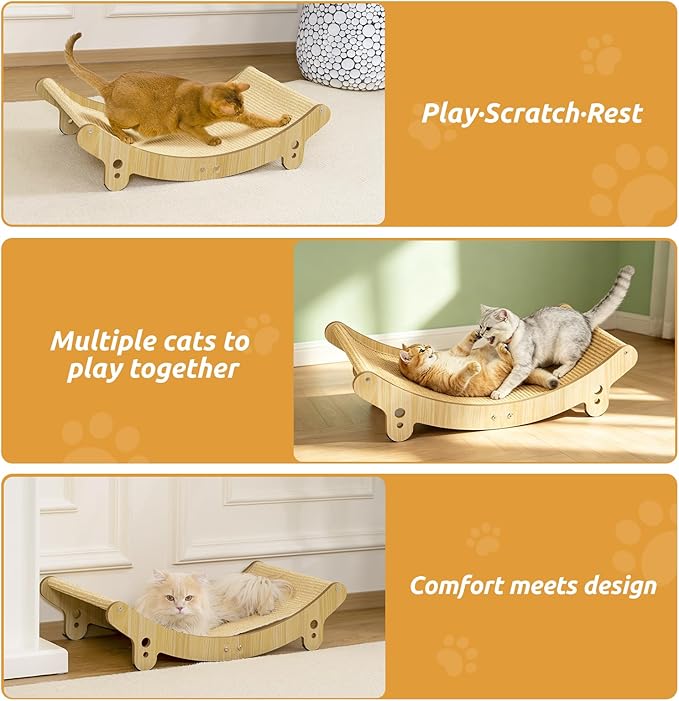 Sisal Cat Scratcher Bed - 27.6 inch Cat Scratchers for Indoor Cats Hammock for Scratching Pad Natural Sisal Cat Scratch Post Durable for Large Cats Scratcher Lounge, Wooden Cat Furniture(Large)