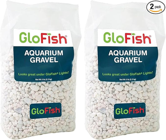 GloFish Aquarium Gravel 5 Pounds, White, Complements GloFish Tanks (29022) (Pack of 2)