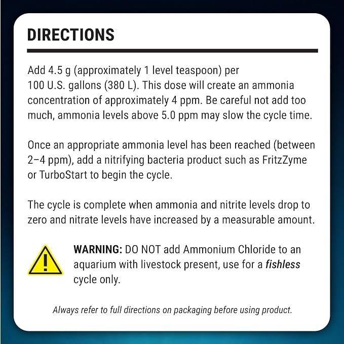 Fritz Pro Aquatics Ammonium Chloride - Ammonia Source for Fishless Cycling (500 g)