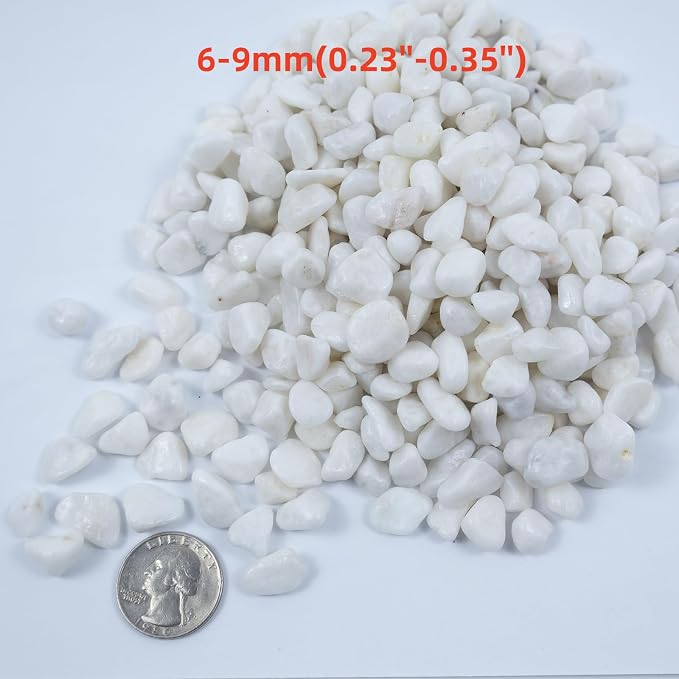 Colored Aquarium Gravel,Colorful Pea Gravel,Garden Rocks,Decorative Stones Rocks for Fish Tank,Aquarium,Fairy Garden Decor,Planters,Vase Fillers,Landscaping,1 Pound (White, 6-9mm)