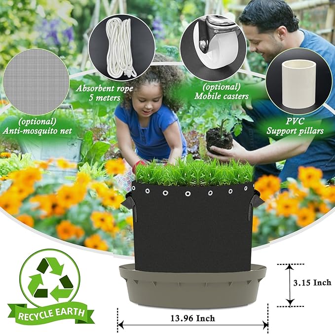 Self-Watering Base with Visible Water Level,5-Pack,Keeps Leaves and Flying Insects Out,Maintains Water Quality, Equipped with Rollers for Easy Movement and Rotation, Brown.