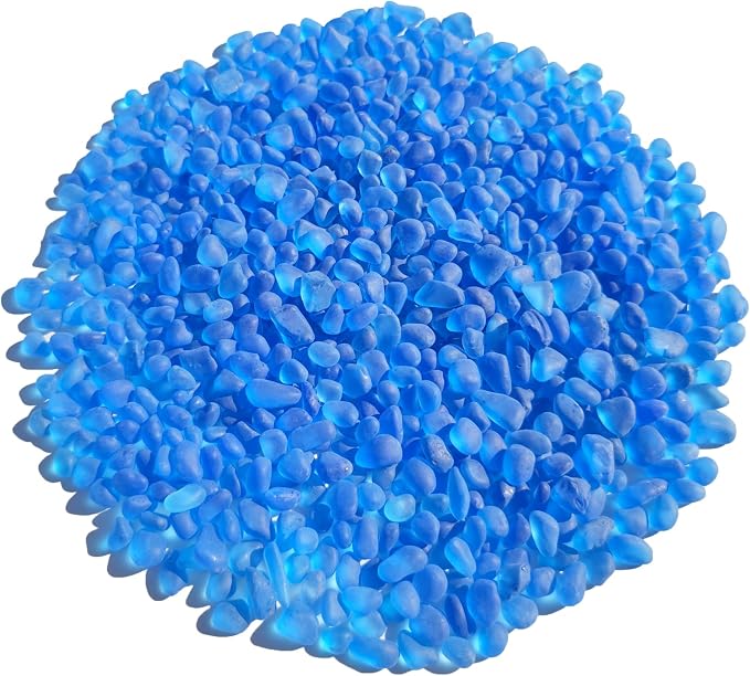 QYGL Sea Glass Stones - 0.9LB Sea Blue Frosted Glass Pebbles Gemstones | Perfect for Aquarium Rocks, Fish Tank Gravel, Vase Fillers, DIY Crafts, and Home Decor