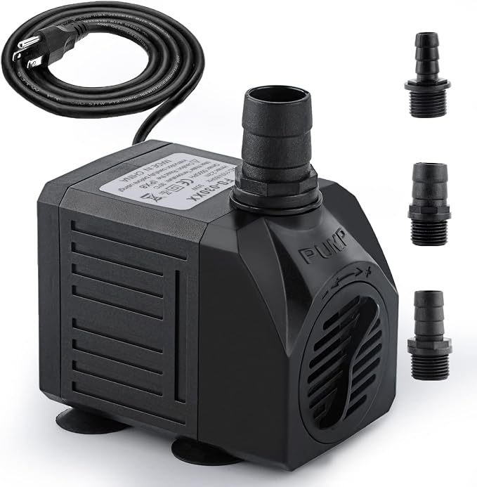 FREESEA Small Aquarium Fountain Pump: Adjustable Flow with 7.2ft High Lift | 550GPH 30W Submersible Water Pumps for Small Pond | Waterfall | Outdoor | Statuary | Hydroponic (550GPH)
