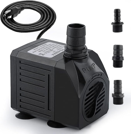 FREESEA Small Aquarium Fountain Pump: Adjustable Flow with 7.2ft High Lift | 550GPH 30W Submersible Water Pumps for Small Pond | Waterfall | Outdoor | Statuary | Hydroponic (550GPH)