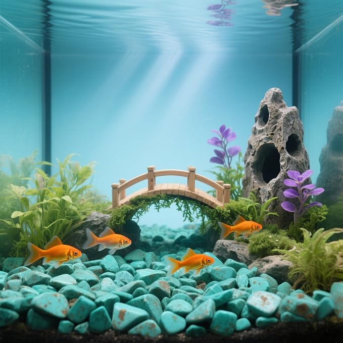 0.96LB Crushed Quartz Aquarium Gravel Vase Filler Succulent Rocks Home Decor Fish Tank Stones Pebbles Polished Bulk Irregular Shaped - Artificial Turquoise